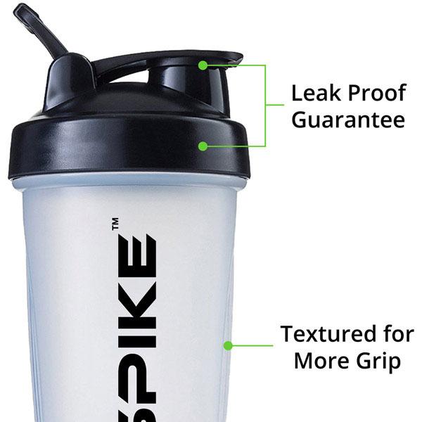 Spike Protein Shaker Bottle with Stainless Steel Blending Ball 700ml (Clear) - Spike